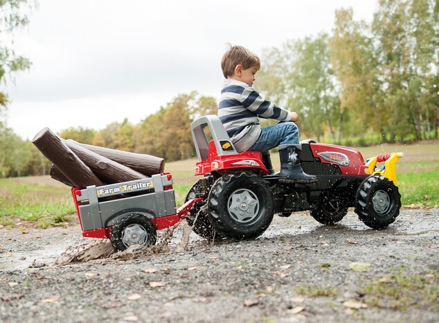 Rollytoys Šliapací traktor Rolly Junior RT s vlečkou červeno-sivý
