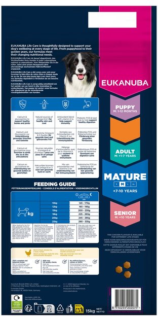 Krmivo EUKANUBA Mature Medium rich in fresh chicken 15 kg