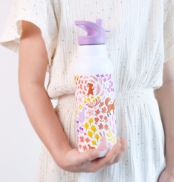 A Little Lovely Company - nerezová fľaša na pitie, 500 ml - kvetinová záhradka