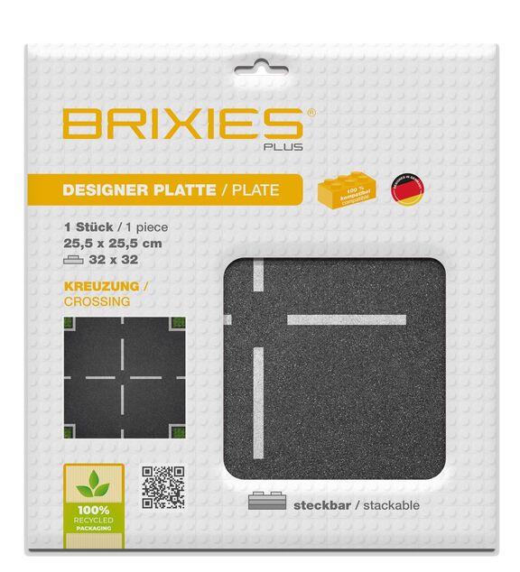 BRIXIES Plus 225.007 Design-Bauplatte - Kreuzung 25,5 x 25,5 cm