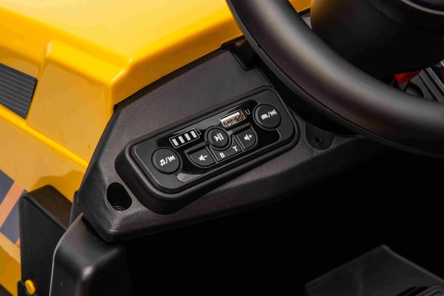Licencovaný elektrický Báger Caterpillar, Jednomiestny, žltý, USB vstupom na MP3 Prehrávač