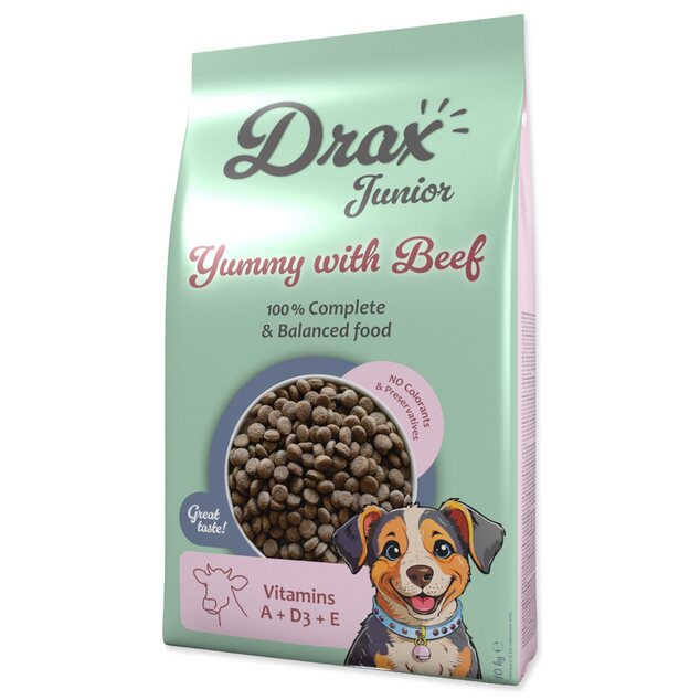 Krmivo Drax Junior s hovädzím mäsom 10kg