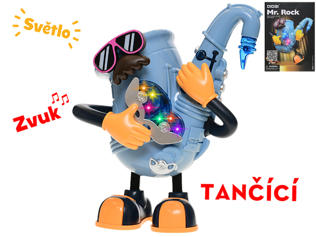 Mr. Rock saxofón 22cm na batérie tancujúci so svetlom a zvukom