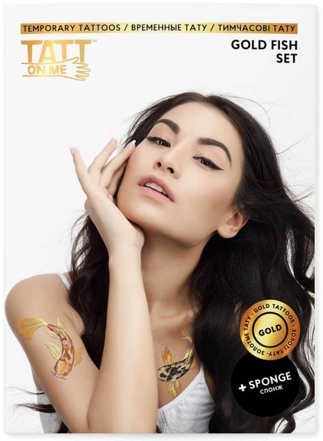 TATTonMe Metalické tetovačky pre ženy Ryby sada Gold