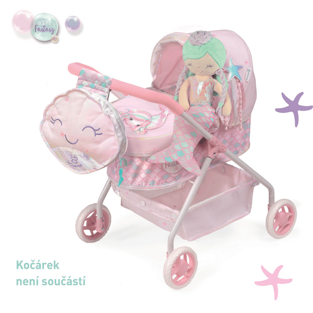 DeCuevas 20041 Plüschpuppe 2in1 OCEAN FANTASY - 36 cm mit Wiege