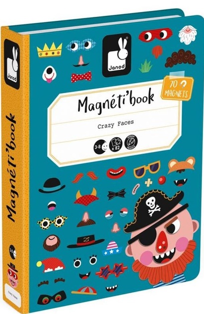 Janod Magnetibook Zábavné tváre chlapci Magnetická kniha pre deti