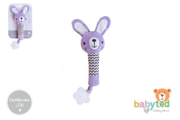 Zajačik babyted pískatko / hryzátko plyš 25cm fialový