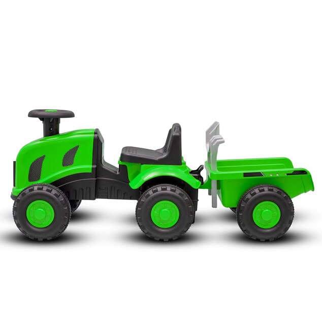 Detské odrážadlo traktor s vlečkou a náradim Baby Mix Benny zelené