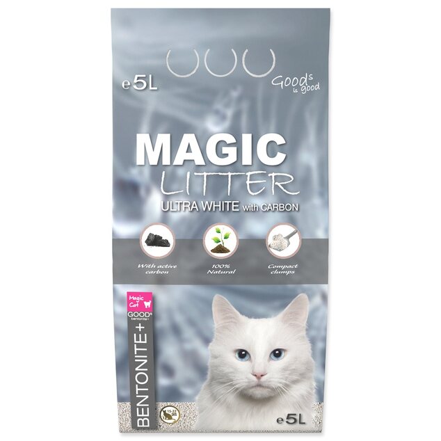 Podstielka Magic Litter Bentonite Ultra White with Carbon 5L