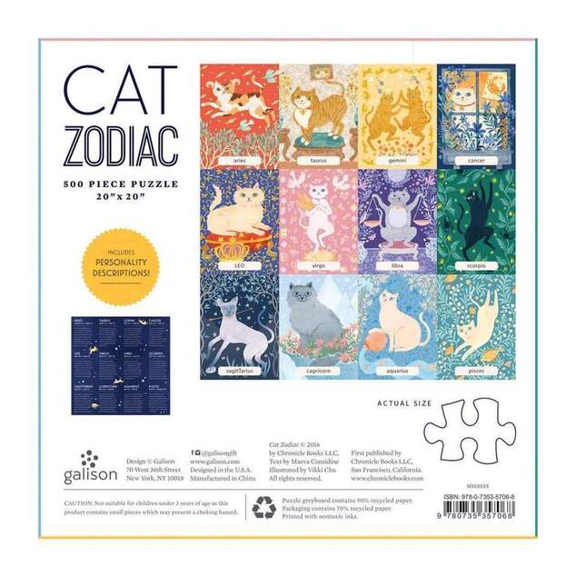 Puzzle Galison Zodiacul Pisicilor 500 de piese