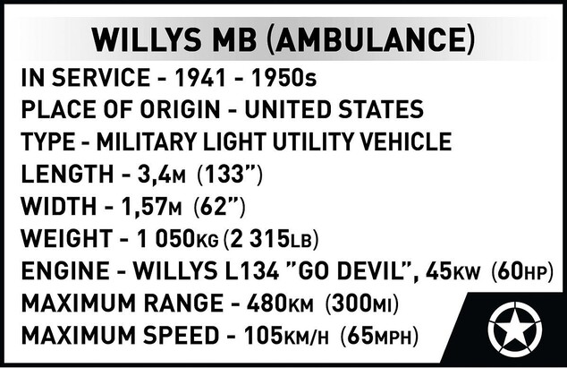 Cobi Willys MB sanitka 1:12, 1131 k