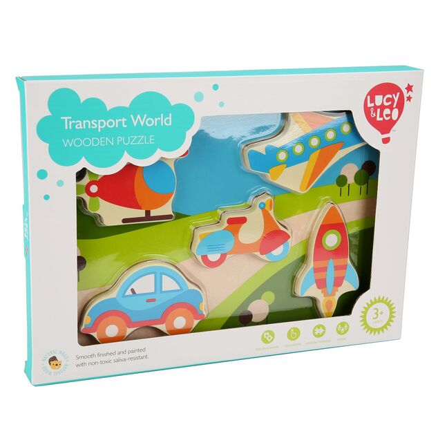 Lucy &amp; Leo 229 Dopravné prostriedky - drevené vkladacie puzzle 6 dielov