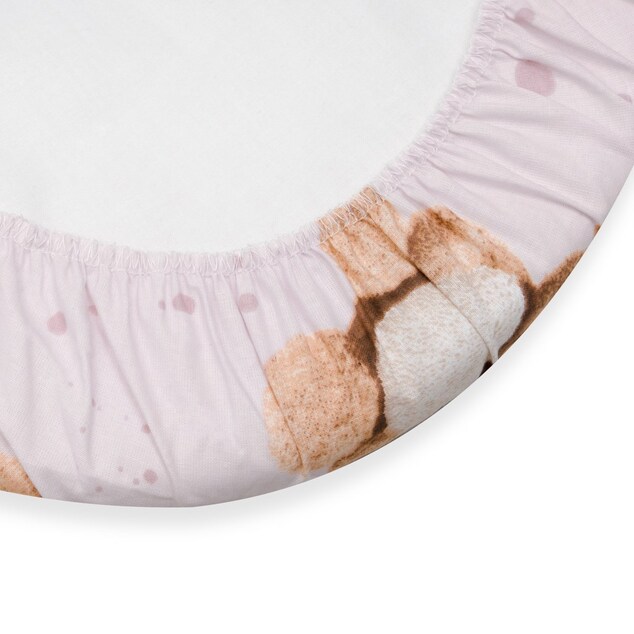 Bavlnené prestieradlo do kočíka New Baby Love Teddy Bear pink 35x75 cm