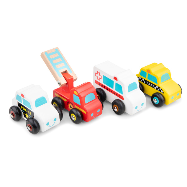 New Classic Toys Sada drevených mini vozidiel - 4 ks