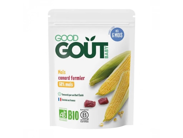 Príkrm zeleninovo-mäsový BIO Kukurica s kačacím mäsom 190g Good Gout