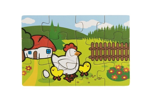 Puzzle drevené Moje prvé zvieratká 4x12 dielikov 20x14x3, 5cm v drevenej krabičke