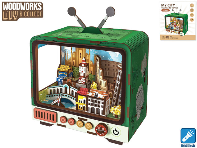 Kit de construction en bois Venise avec lumière, 118 pcs | Woodworks