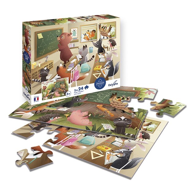 SENTOSPHERE Puzzle pentru copii Trăiască școala 2x24 piese