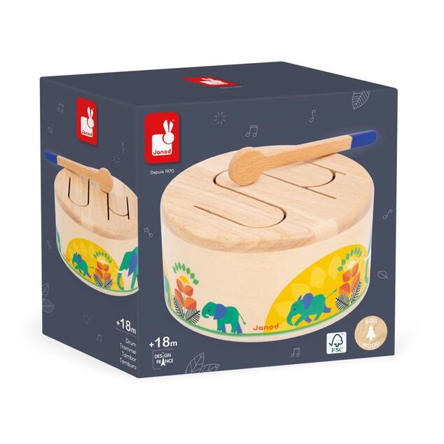 Janod Gioia Instrumento musical de madera para niños Tambor
