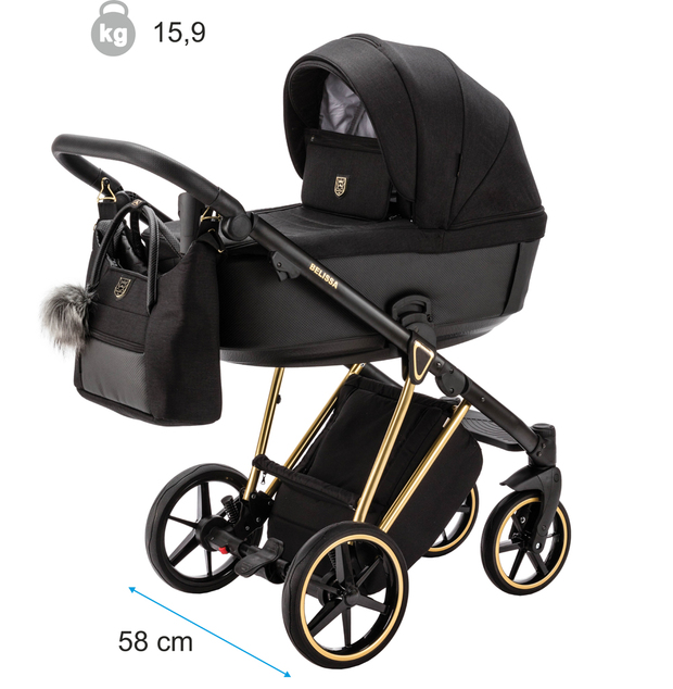 ADAMEX Kombikinderwagen Belissa Special Edition Schwarz/Gold