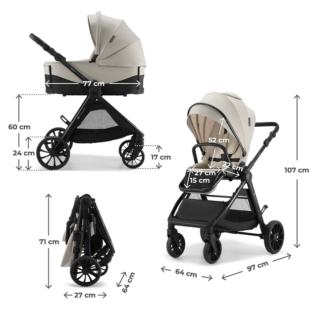 KINDERKRAFT Kombikinderwagen Vesto 2 3in1 Beige