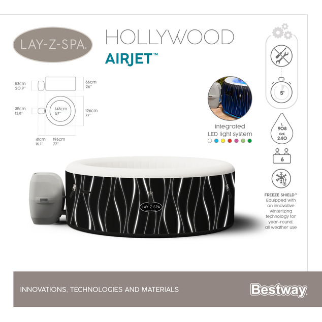 Bestway 60059 Nafukovacia vírivka Lay-Z-Spa Hollywood AirJet