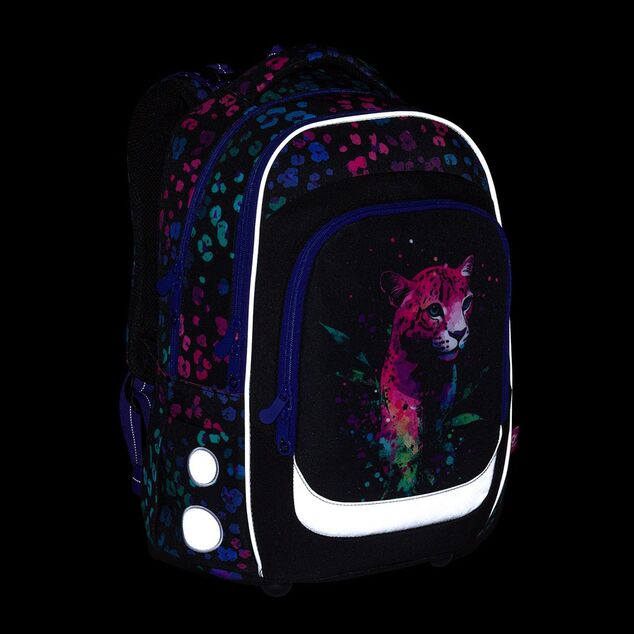 Zaino scolastico con leopardo neon Topgal LORI 25074