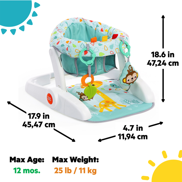 BRIGHT STARTS Siège d'apprentissage avec jouets prêt pour le voyage Learn-to-Sit™, 4m+