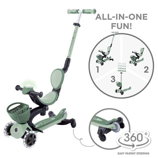 Globber kolobežka Go Up Baby lights 360 ° Sage