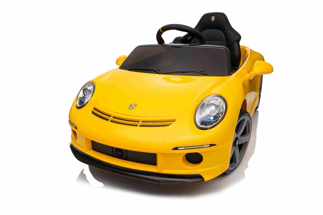 Elektrické autíčko RUF GT 12V, žlté, Otváracie dvere, 2.4 GHz diaľkové ovládanie, LED svet