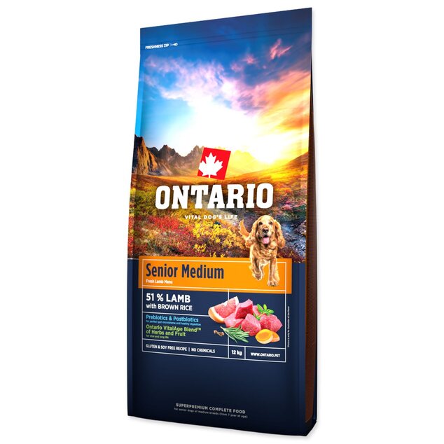 Krmivo Ontario Senior Medium Lamb &amp; Brown Rice 12kg
