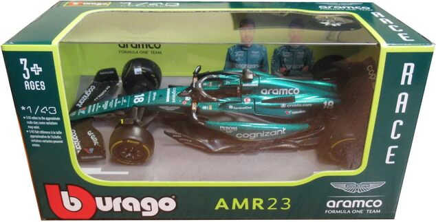 Bburago 1:43 RACE Formula F1 - Aston Martin  AMR23 (2023) #18 Lance Stroll with driver