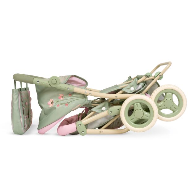 DeCuevas 90368 Passeggino pieghevole per bambole gemelle con borsa Botanic 2026 – 72 cm
