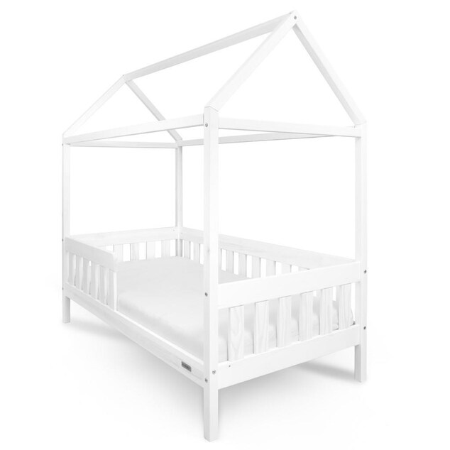Kinderbett Haus mit Geländer und Lattenrost New Baby CASTELLO 180x90 cm weiß
