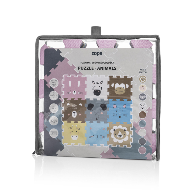 Schaumstoff-Puzzlematte 30x30 cm 9 Stk., Tiere