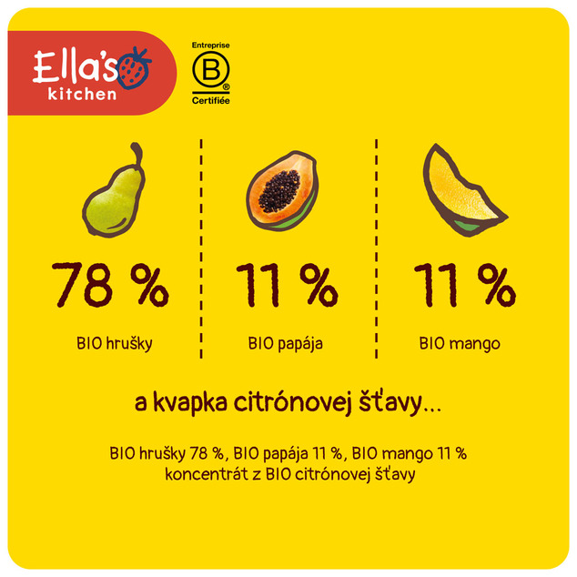 Ella's Kitchen BIO Mango, hruška a papája (120 g)