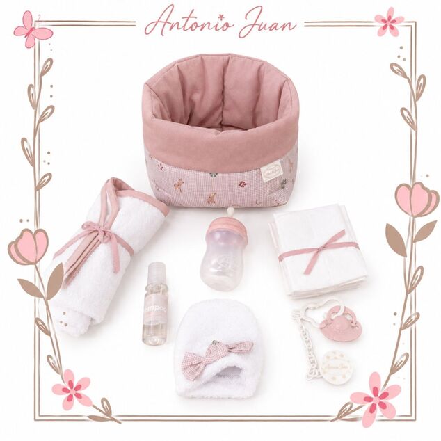 Antonio Juan 92335 Cestino tessile Savanna con accessori per bambola neonato
