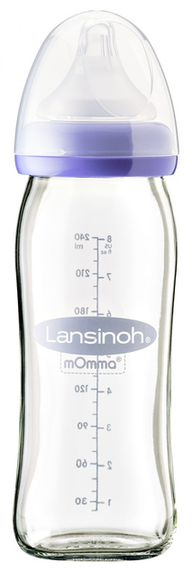 LANSINOH Стъклена бебешка бутилка с биберон NaturalWave® (M) 240ml