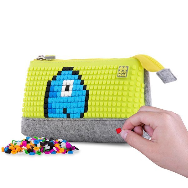 PIXIE CREW veľké puzdro ŠEDÉ/NEON ŽLTÉ