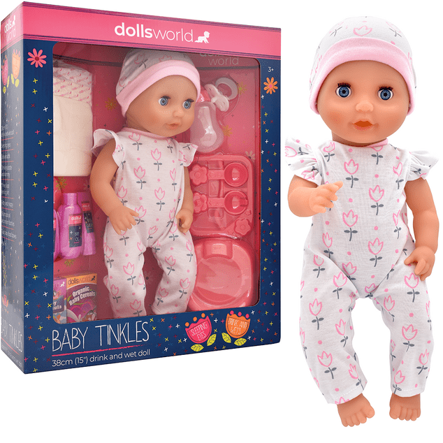 Dolls World - Bábätko Baby Tinkles 38 cm pije a ciká + bohaté príslušenstvo