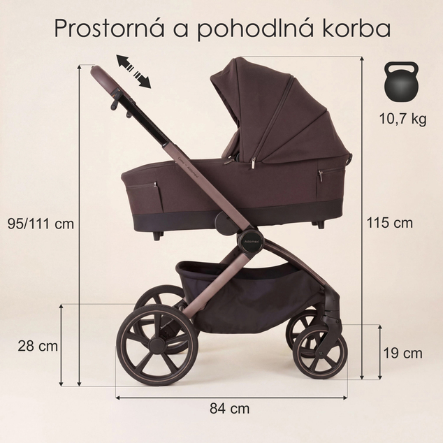 ADAMEX Voziček kombinirani Como Chocolate Brown