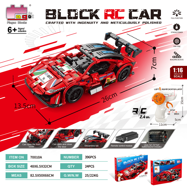 Kit Auto rosso RC a telecomando 26 cm