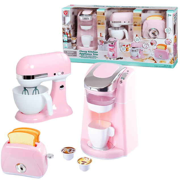 PLAYGO - Tre eleganti elettrodomestici da cucina - rosa (macchina da caffè, frullatore, tostapane)