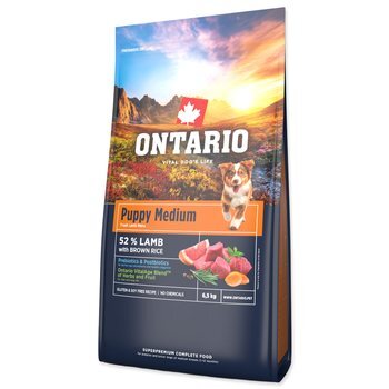 Krmivo Ontario Puppy Medium Lamb &amp; Brown Rice 6,5kg