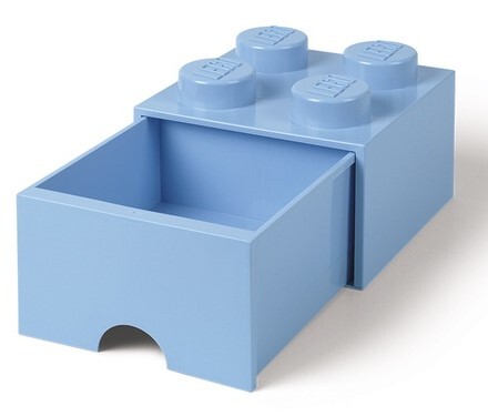 LEGO® úložný box 4 - so zásuvkou bledomodrá 250 x 250 x 180 mm
