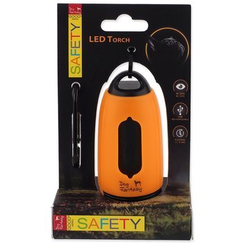 Dog Fantasy USB elemlámpa ürülékzsebekkel narancssárga