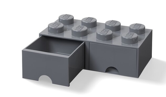 Boîte de rangement LEGO® 8 - avec tiroir gris foncé 250 x 500 x 180 mm