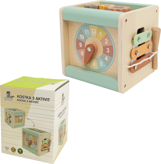 BABU - Piccolo cubo multifunzionale con 5 attività