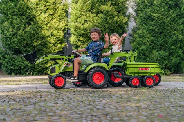 Falk Šliapací traktor veľky 2070Y Claas Arion 430 s nakladačom, rýpadlom a vlečkou