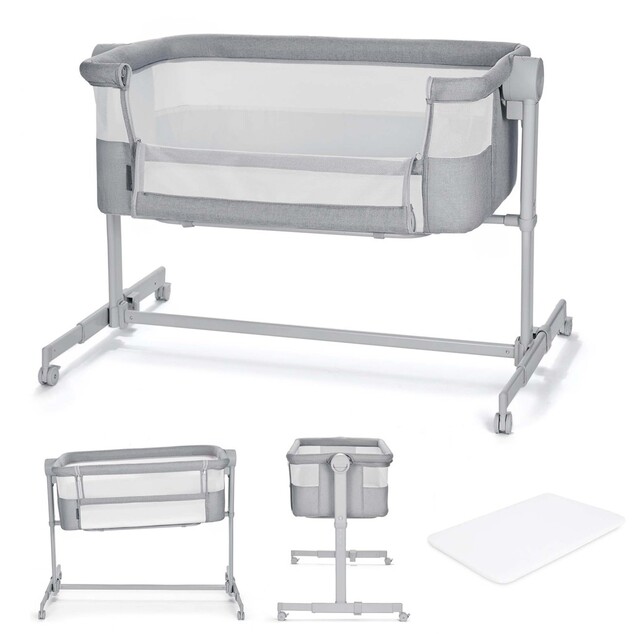 KINDERKRAFT Postieľka detská polohovateľná Nestee Up2 Full Light Grey